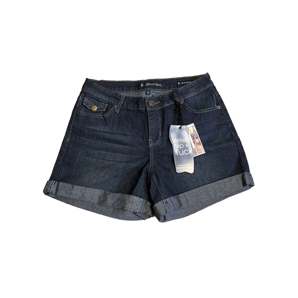 Salt Works Cuffed Denim Midrise Blue Jean Shorts Women's 6